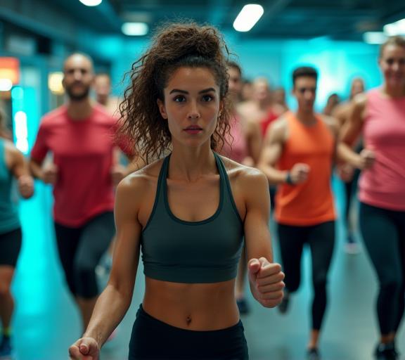 Group fitness classes including HIIT and circuit training with community motivation